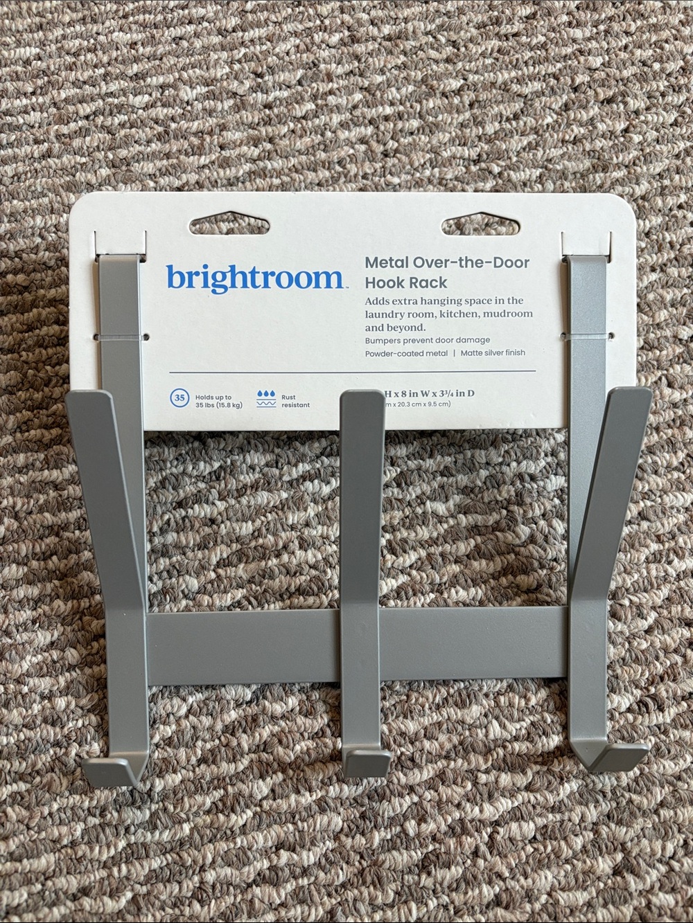 brightroom Gray Metal Over-the-Door Hook Rack